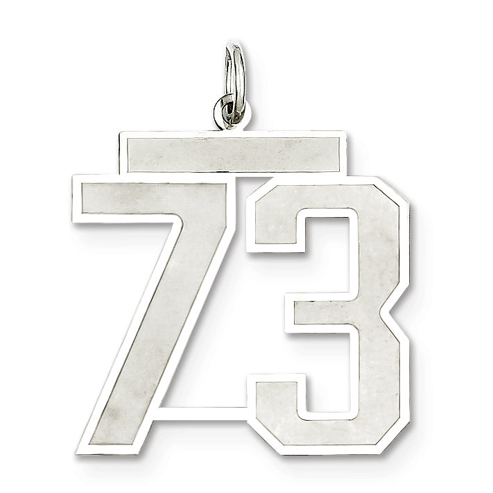 Sterling Silver/Rhodium-plated Satin Number 73 Charm