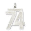 Sterling Silver/Rhodium-plated Satin Number 74 Charm