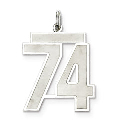 Sterling Silver/Rhodium-plated Satin Number 74 Charm