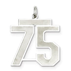 Sterling Silver/Rhodium-plated Satin Number 75 Charm