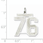 Sterling Silver Rhodium-plated Large Satin Number 76 Charm