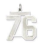 Sterling Silver/Rhodium-plated Satin Number 76 Charm