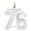 Sterling Silver/Rhodium-plated Satin Number 76 Charm