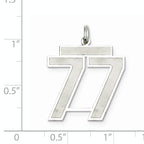 Sterling Silver Rhodium-plated Large Satin Number 77 Charm