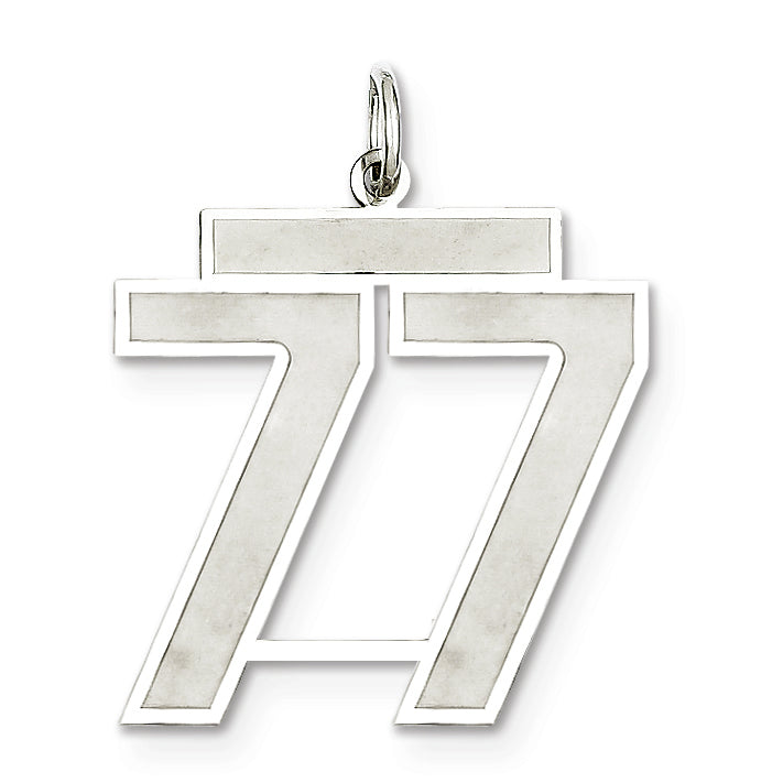 Sterling Silver/Rhodium-plated Satin Number 77 Charm