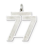 Sterling Silver/Rhodium-plated Satin Number 77 Charm