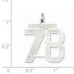 Sterling Silver Rhodium-plated Large Satin Number 78 Charm