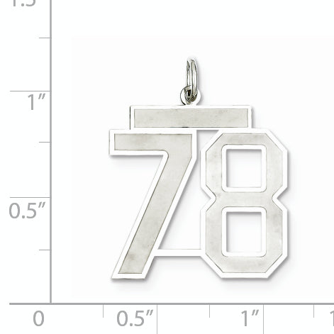Sterling Silver Rhodium-plated Large Satin Number 78 Charm