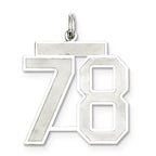 Sterling Silver/Rhodium-plated Satin Number 78 Charm