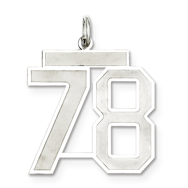 Sterling Silver/Rhodium-plated Satin Number 78 Charm