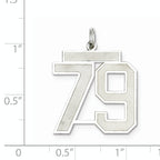 Sterling Silver Rhodium-plated Large Satin Number 79 Charm