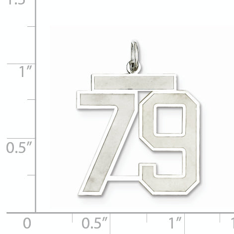 Sterling Silver Rhodium-plated Large Satin Number 79 Charm
