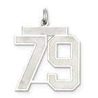 Sterling Silver/Rhodium-plated Satin Number 79 Charm