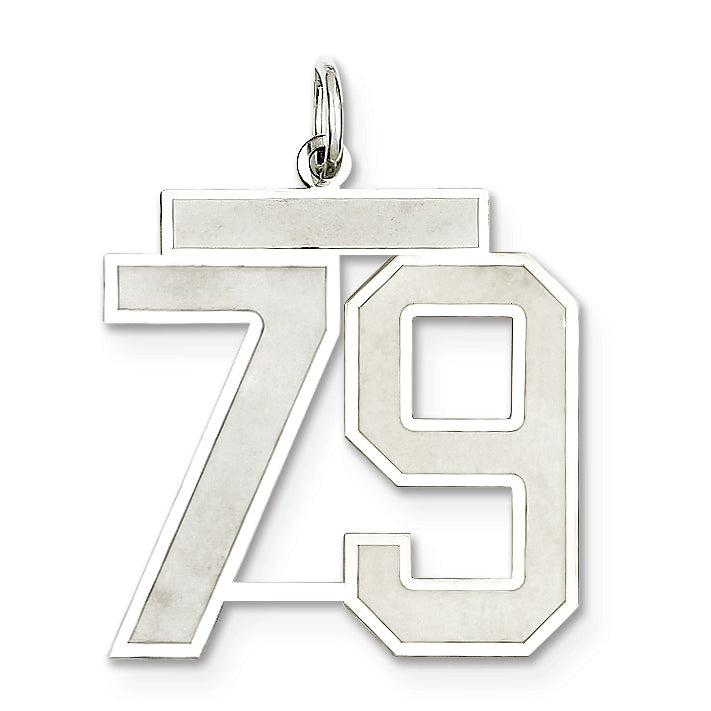 Sterling Silver/Rhodium-plated Satin Number 79 Charm