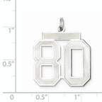 Sterling Silver Rhodium-plated Large Satin Number 80 Charm