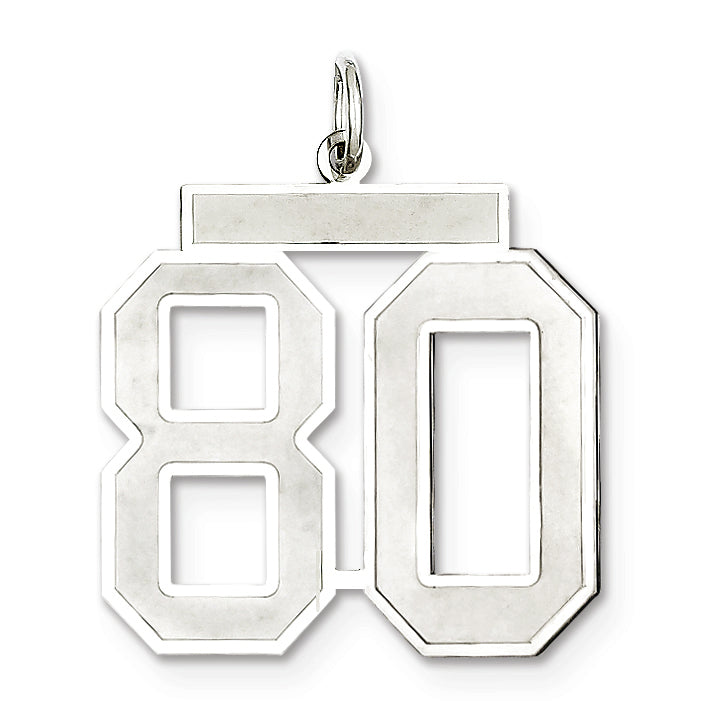 Sterling Silver/Rhodium-plated Satin Number 80 Charm