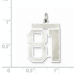 Sterling Silver Rhodium-plated Large Satin Number 81 Charm