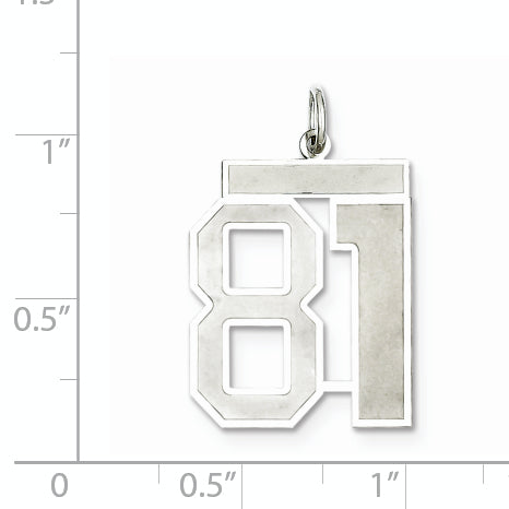 Sterling Silver Rhodium-plated Large Satin Number 81 Charm