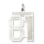 Sterling Silver/Rhodium-plated Satin Number 81 Charm