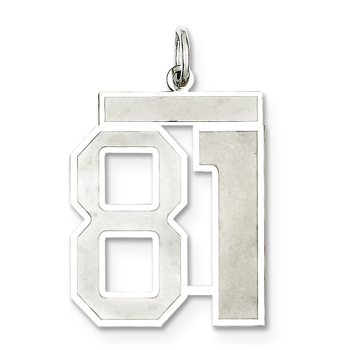Sterling Silver/Rhodium-plated Satin Number 81 Charm