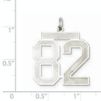 Sterling Silver Rhodium-plated Large Satin Number 82 Charm