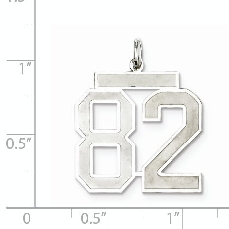Sterling Silver Rhodium-plated Large Satin Number 82 Charm