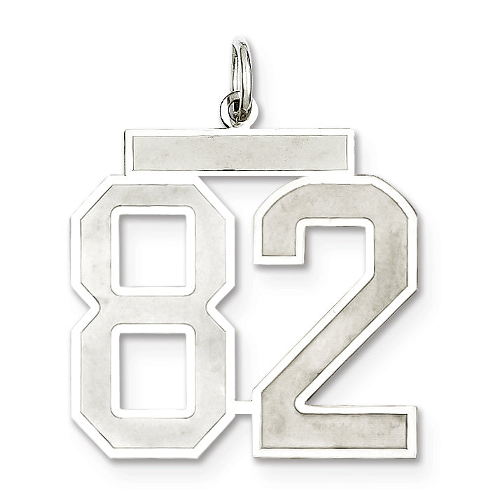 Sterling Silver/Rhodium-plated Satin Number 82 Charm