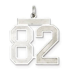 Sterling Silver/Rhodium-plated Satin Number 82 Charm