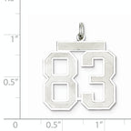 Sterling Silver Rhodium-plated Large Satin Number 83 Charm