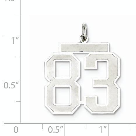 Sterling Silver Rhodium-plated Large Satin Number 83 Charm