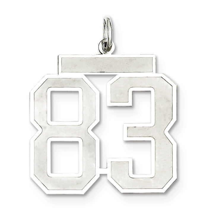 Sterling Silver/Rhodium-plated Satin Number 83 Charm