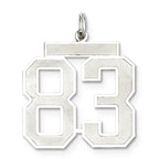 Sterling Silver/Rhodium-plated Satin Number 83 Charm