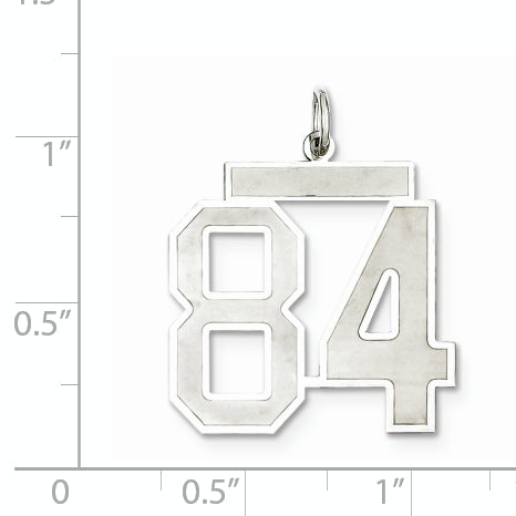 Sterling Silver Rhodium-plated Large Satin Number 84 Charm