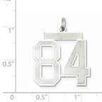 Sterling Silver Rhodium-plated Large Satin Number 84 Charm