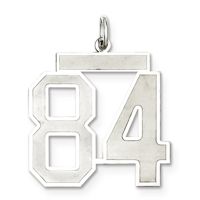 Sterling Silver/Rhodium-plated Satin Number 84 Charm