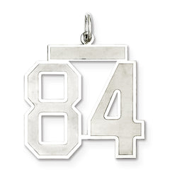 Sterling Silver/Rhodium-plated Satin Number 84 Charm