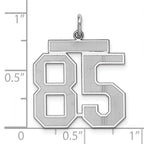 Sterling Silver Rhodium-plated Large Satin Number 85 Charm