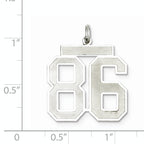 Sterling Silver Rhodium-plated Large Satin Number 86 Charm