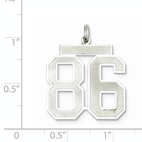 Sterling Silver Rhodium-plated Large Satin Number 86 Charm