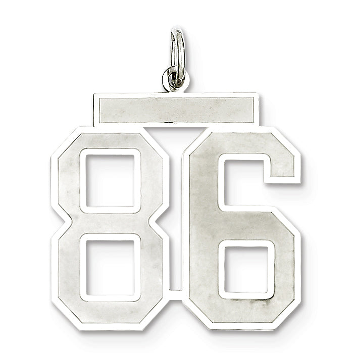 Sterling Silver/Rhodium-plated Satin Number 86 Charm