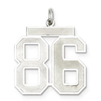 Sterling Silver/Rhodium-plated Satin Number 86 Charm