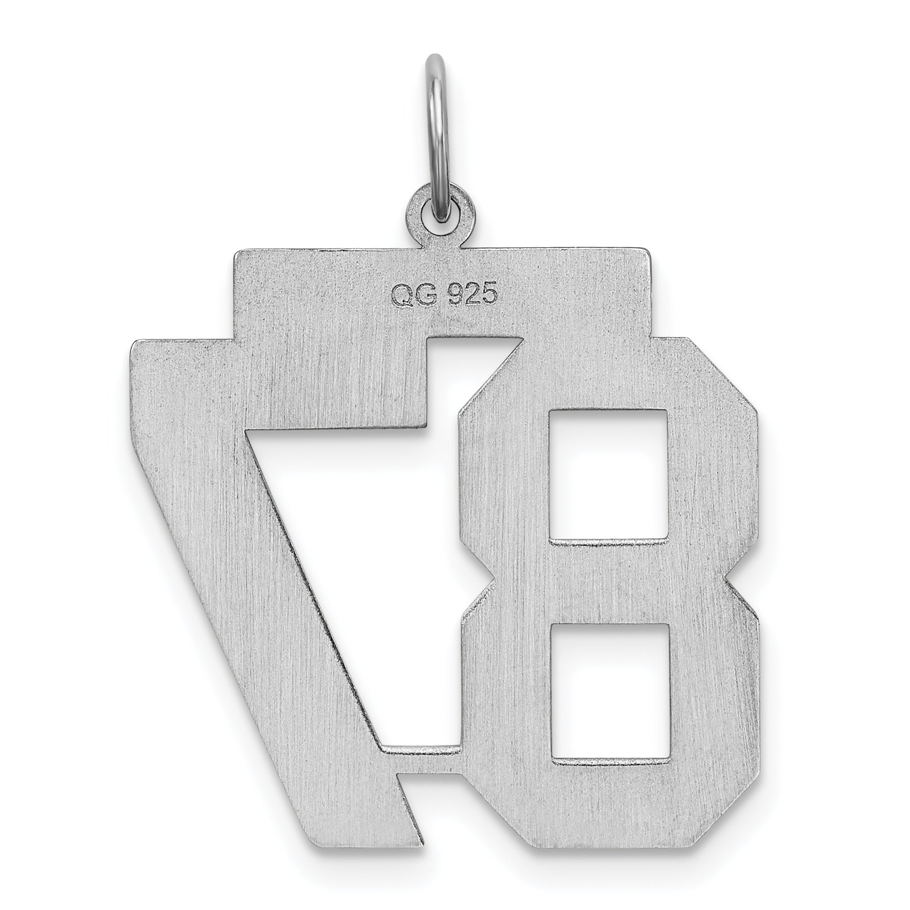 Sterling Silver Rhodium-plated Large Satin Number 87 Charm