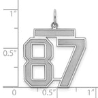 Sterling Silver Rhodium-plated Large Satin Number 87 Charm