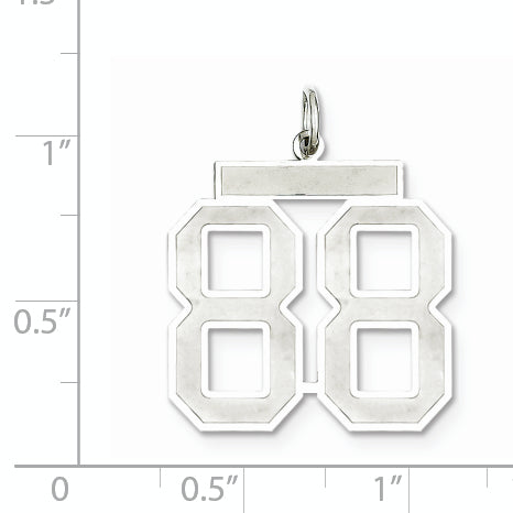 Sterling Silver Rhodium-plated Large Satin Number 88 Charm