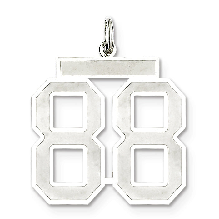 Sterling Silver/Rhodium-plated Satin Number 88 Charm