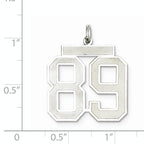 Sterling Silver Rhodium-plated Large Satin Number 89 Charm