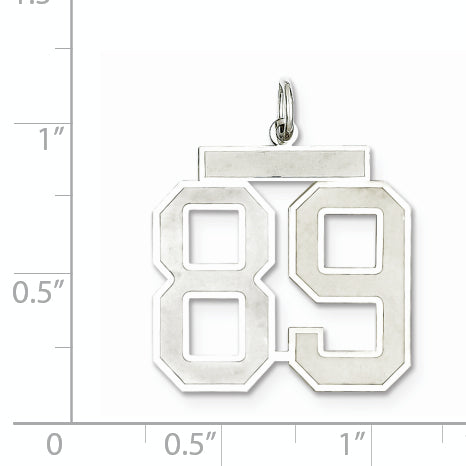 Sterling Silver Rhodium-plated Large Satin Number 89 Charm