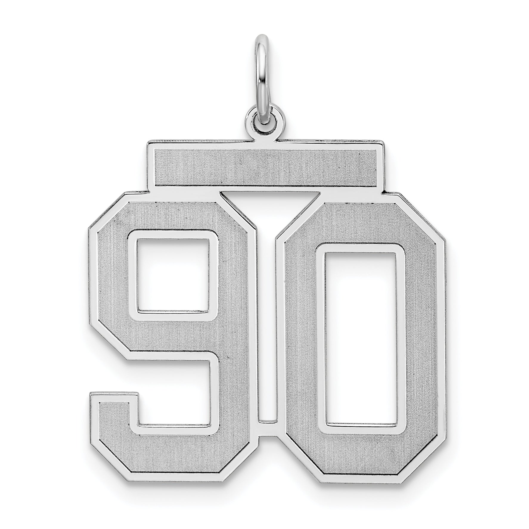 Sterling Silver/Rhodium-plated Satin Number 90 Charm Main image