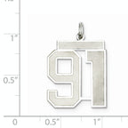 Sterling Silver Rhodium-plated Large Satin Number 91 Charm