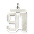 Sterling Silver/Rhodium-plated Satin Number 91 Charm